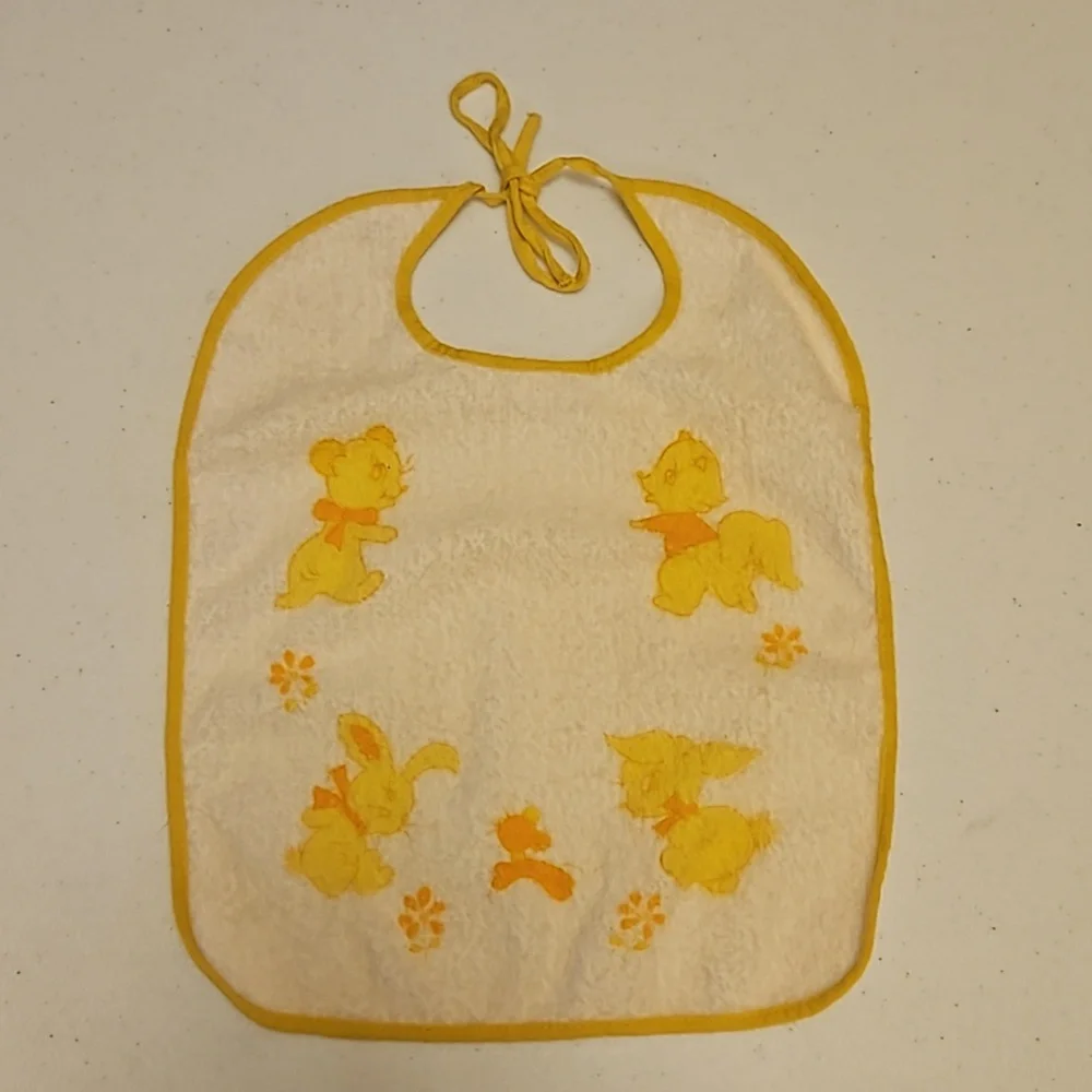 VINTAGE CARTERS BABY BIB YELLOW ORANGE WHITE